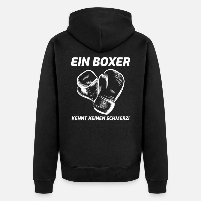 Boxen Boxer Spruch - Unisex Premium Bio Zip Hoodie - Schwarz