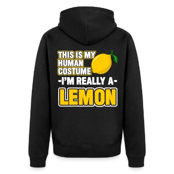 Zitrone Zitronen Kostüm Spruch - Unisex Premium Bio Zip Hoodie - Schwarz - Hinten - Nico (187cm)