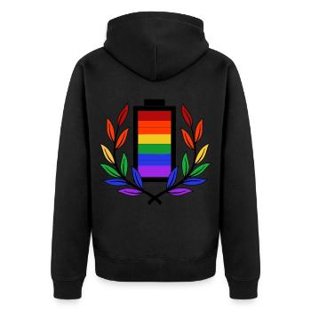 Batterie batterie LGBT Homosexualité Gay Pride - Veste à capuche bio Premium Unisexe - noir - Dos - Nico (187cm)