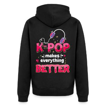 K-Pop - Unisex Premium Bio Zip Hoodie - Schwarz - Hinten - Nico (187cm)