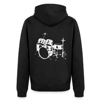 Schlagzeuger Tshirt Rock Bass für Drummer Musiker - Unisex Premium Bio Zip Hoodie - Schwarz - Hinten - Nico (187cm)