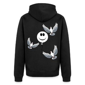 Heavenly Balloon Doves of Peace Doves Peace - Unisex Premium Organic Zip Hoodie - black - Back - Nico (187cm)