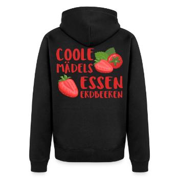 Mädchen Erdbeeren Sommer Geburtstag Geschenk - Unisex Premium Bio Zip Hoodie - Schwarz - Hinten - Nico (187cm)