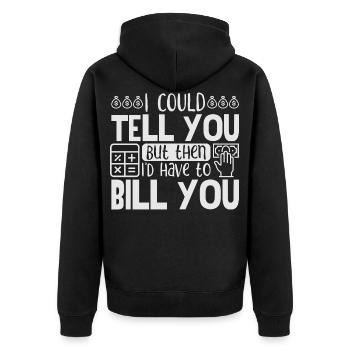 Buchhaltung steuern fiananzamt - Unisex Premium Bio Zip Hoodie - Schwarz - Hinten - Nico (187cm)