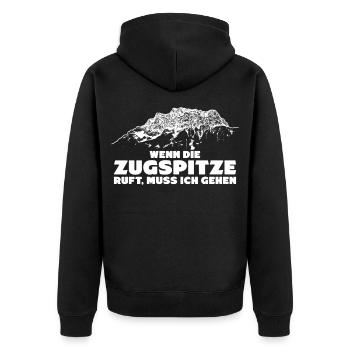 Zugspitze ruft - Unisex Premium Bio Zip Hoodie - Schwarz - Hinten - Nico (187cm)