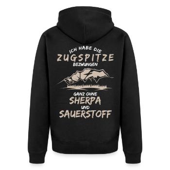 Zugspitze Zugspitzbahn Spruch lustig - Unisex Premium Bio Zip Hoodie - Schwarz - Hinten - Nico (187cm)