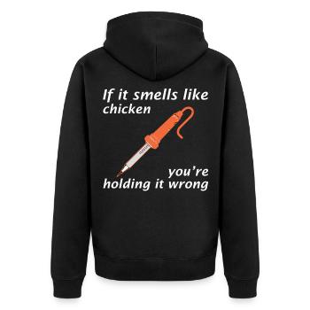 Amateur Schinken Radio Techniker Löten Elektriker - Unisex Premium Bio Zip Hoodie - Schwarz - Hinten - Nico (187cm)