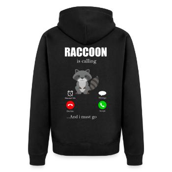 Waschbär Racoon Tier Geschenk Frettchen Marder - Unisex Premium Bio Zip Hoodie - Schwarz - Hinten - Nico (187cm)