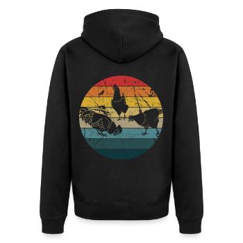 chicken - Unisex Premium Organic Zip Hoodie - black - Back - Nico (187cm)