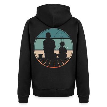 Vater Tochter - Unisex Premium Bio Zip Hoodie - Schwarz - Hinten - Nico (187cm)