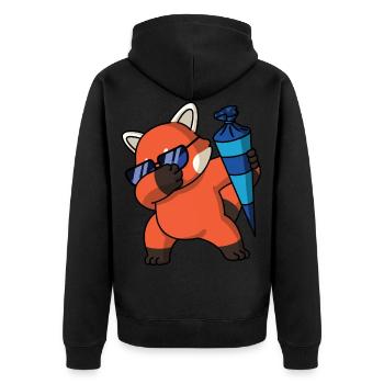 Einschulung Dabbing roter Panda Schlafanzug Kostüm - Unisex Premium Bio Zip Hoodie - Schwarz - Hinten - Nico (187cm)