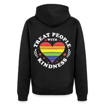 LGBT Schwul Gay Pride CSD Lesbe Homosexuell Lesbe - Unisex Premium Bio Zip Hoodie - Schwarz - Hinten - Nico (187cm)