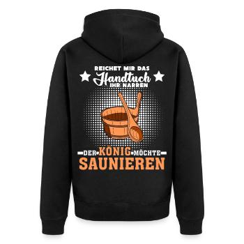 Sauna Handtuch Spruch lustig - Unisex Premium Bio Zip Hoodie - Schwarz - Hinten - Nico (187cm)