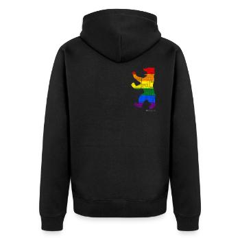 Berliner Bär - Berlin Pride Edition - Unisex Premium Bio Zip Hoodie - Schwarz - Hinten - Nico (187cm)