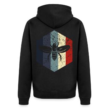 Imker Biene Retro Imkerin Geschenke - Unisex Premium Bio Zip Hoodie - Schwarz - Hinten - Nico (187cm)