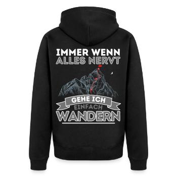 wandern - Unisex Premium Bio Zip Hoodie - Schwarz - Hinten - Nico (187cm)