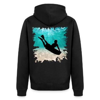 Bodyboarding Surfing Summer Bodyboarder Sea Sand - Unisex Premium Organic Zip Hoodie - black - Back - Nico (187cm)