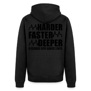, Faster, Deeper Because CPR Saves Lives 5 - Veste à capuche bio Premium Unisexe - noir - Dos - Nico (187cm)