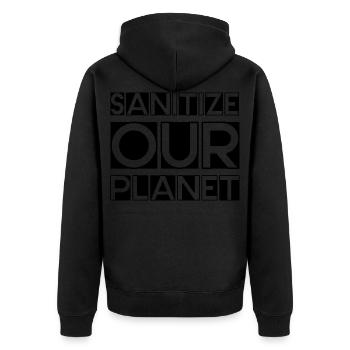 Sanitize Our Planet 2 - Unisex Premium Organic Zip Hoodie - black - Back - Nico (187cm)