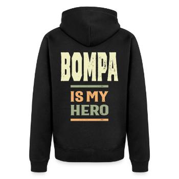 Bompa ist mein Held | Vater und Opa - Unisex Premium Bio Zip Hoodie - Schwarz - Hinten - Nico (187cm)