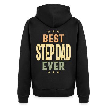 Best Step Dad Ever | Dad and Grandpa - Unisex Premium Organic Zip Hoodie - black - Back - Nico (187cm)