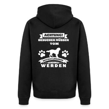Deutsch Langhaar - Unisex Premium Bio Zip Hoodie - Schwarz - Hinten - Nico (187cm)