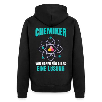 Chemie - Unisex Premium Bio Zip Hoodie - Schwarz - Hinten - Nico (187cm)