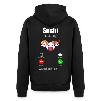 Sushi - Unisex Premium Bio Zip Hoodie - Schwarz - Hinten - Nico (187cm)