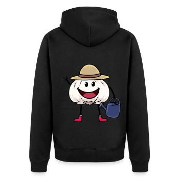 Garlic Gardener Gardening Harvest Garden Vegetables - Unisex Premium Organic Zip Hoodie - black - Back - Nico (187cm)