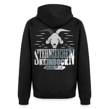 Sternzeichen Keinbock - Unisex Premium Bio Zip Hoodie - Schwarz - Hinten - Nico (187cm)