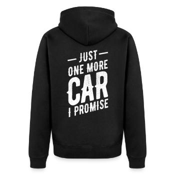 Only One More Car, Promised - Unisex Premium Organic Zip Hoodie - black - Back - Nico (187cm)