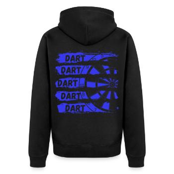 DART DART DART !!! Das coole Dartspieler Darts - Unisex Premium Bio Zip Hoodie - Schwarz - Hinten - Nico (187cm)