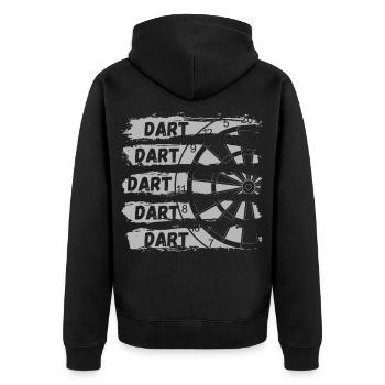 DART DART DART !!! Das coole Dartspieler Darts - Unisex Premium Bio Zip Hoodie - Schwarz - Hinten - Nico (187cm)
