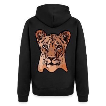 Lion predator lions animal face animal motif - Unisex Premium Organic Zip Hoodie - black - Back - Nico (187cm)