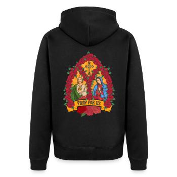St. Jude Thaddeus and Our Lady of Guadalupe - Unisex Premium Bio Zip Hoodie - Schwarz - Hinten - Nico (187cm)
