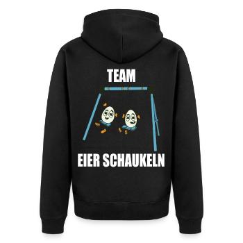Team Eier Schaukeln Chillen Lustige Sprüche - Unisex Premium Bio Zip Hoodie - Schwarz - Hinten - Nico (187cm)