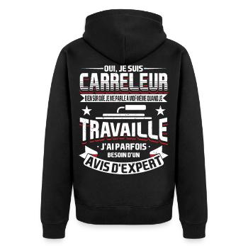 Carreleur de Carrelage Humour - Veste à capuche bio Premium Unisexe - noir - Dos - Nico (187cm)
