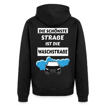 Autowaschen lustige Designs witziger Spruch tuning - Unisex Premium Bio Zip Hoodie - Schwarz - Hinten - Nico (187cm)