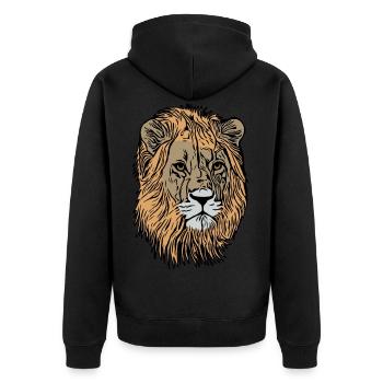 Tête de lion Afrique Animal Motif Fauve Impression Art - Veste à capuche bio Premium Unisexe - noir - Dos - Nico (187cm)