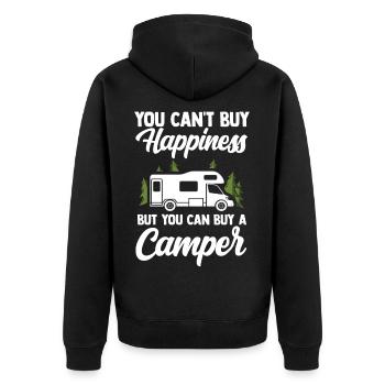 camper - Unisex Premium Organic Zip Hoodie - black - Back - Nico (187cm)