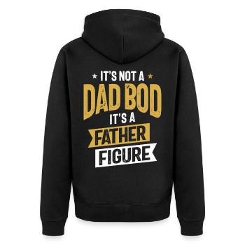 Es ist kein Papa Bod Es ist eine Vaterfigur | Vaters - Unisex Premium Bio Zip Hoodie - Schwarz - Hinten - Nico (187cm)