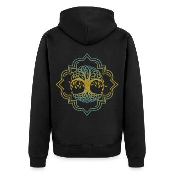 Der Weltenbaum Yggdrasil Wikinger Tattoo Design - Unisex Premium Bio Zip Hoodie - Schwarz - Hinten - Nico (187cm)