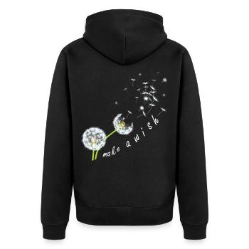 Pusteblume Blumenmotiv Glücksbringer - Unisex Premium Bio Zip Hoodie - Schwarz - Hinten - Nico (187cm)