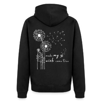 Pusteblume Blumenmotiv Glücksbringer - Unisex Premium Bio Zip Hoodie - Schwarz - Hinten - Nico (187cm)