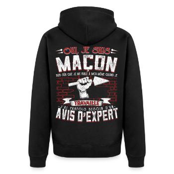 Maçon Maçonnerie Humour Macon - Veste à capuche bio Premium Unisexe - noir - Dos - Nico (187cm)