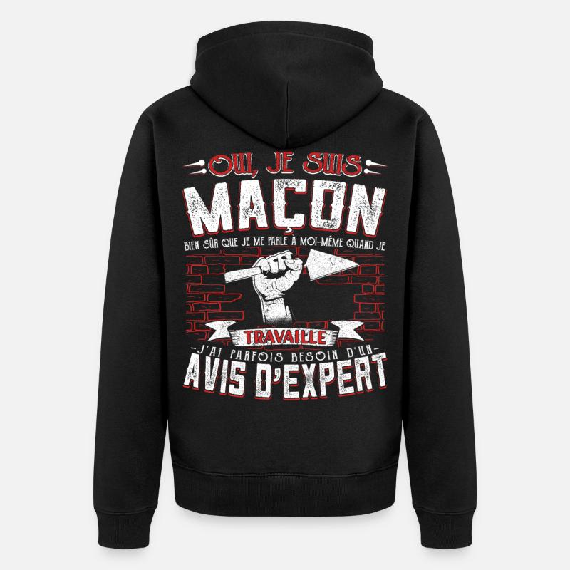 Maçon Maçonnerie Humour Macon - Veste à capuche bio Premium Unisexe - noir
