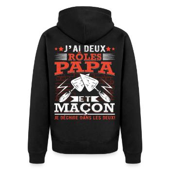 Papa Maçon Père Maçonnerie Construction Maison - Veste à capuche bio Premium Unisexe - noir - Dos - Nico (187cm)