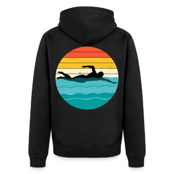 Natation Équipe De Natation Nageur Athlète Vintage Rétro - Veste à capuche bio Premium Unisexe - noir - Dos - Nico (187cm)