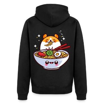ramen - Unisex Premium Organic Zip Hoodie - black - Back - Nico (187cm)
