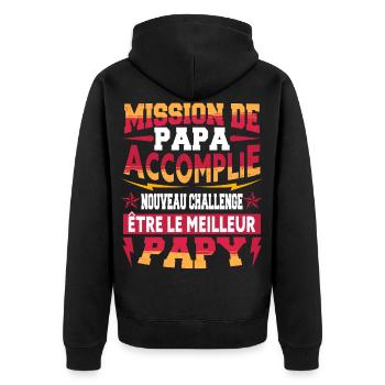 Annonce Grossesse Papy Bientôt Grand-Père - Veste à capuche bio Premium Unisexe - noir - Dos - Nico (187cm)